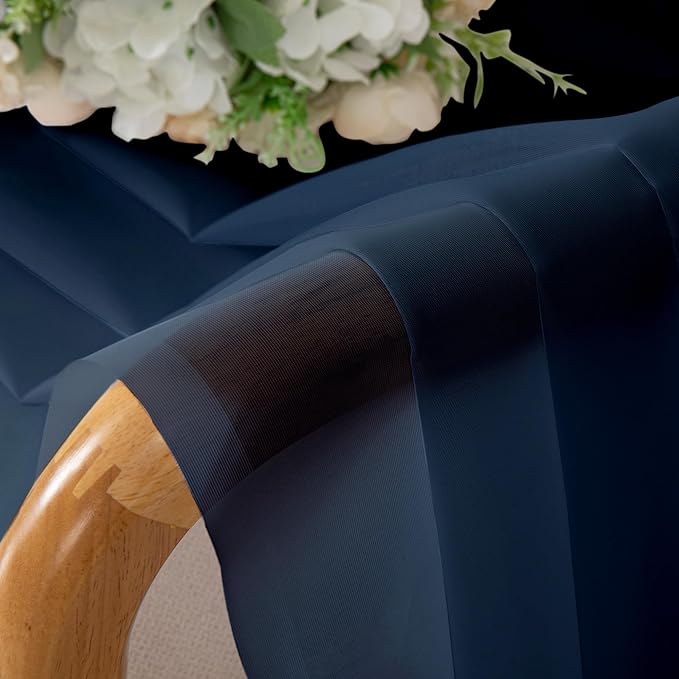 Chyhomenyc Sheer Navy Blue Curtains 90 inches Long 2 Panels, Light Filtering - Image 8