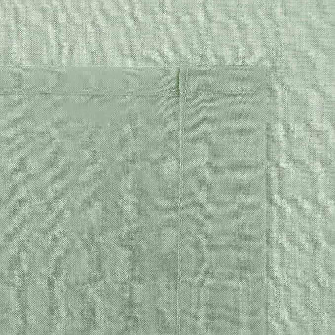 DWCN Bean Green Sheer Curtains Semi Transparent Voile Rod Pocket Curtains - Image 5