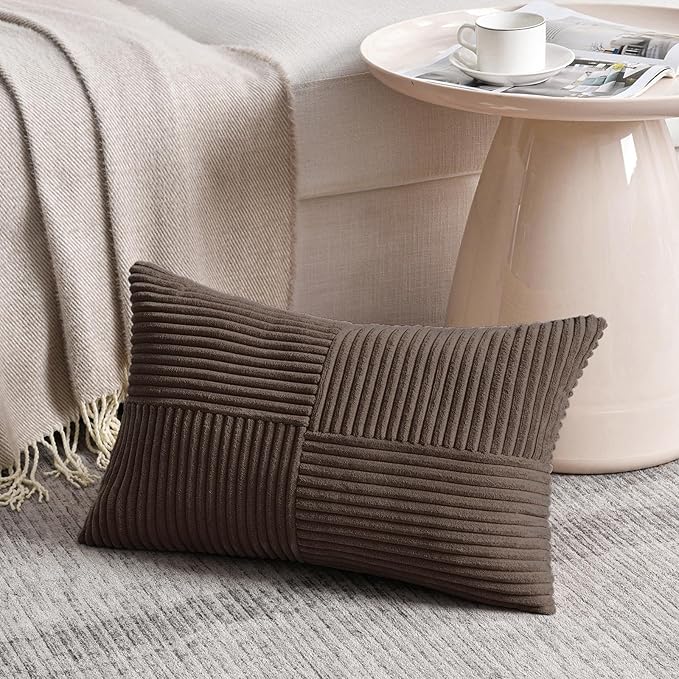 Fancy Homi 2 Packs Dark Brown Lumbar Decorative Throw Pillow Covers 14x22 Inch - Image 2