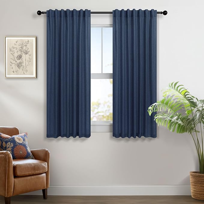 Navy Blue Curtains 45 Inch Length by Pitalk