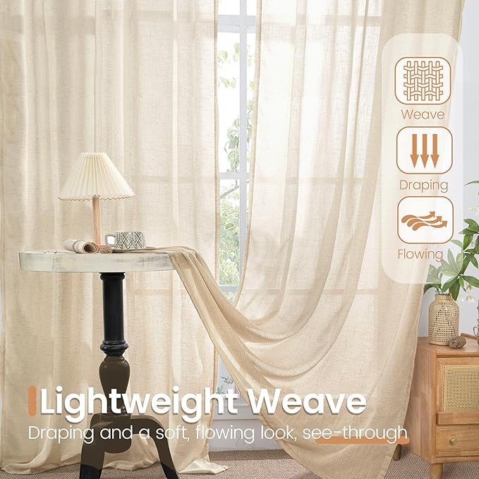 BGment Linen Curtains 84 Inch Length - Image 5