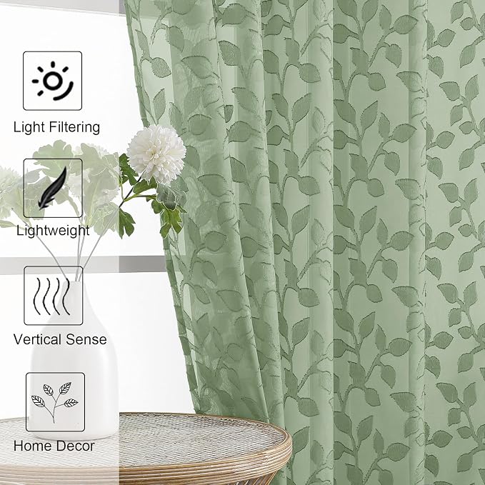 Chyhomenyc Sage Green Sheer Valances - Image 3