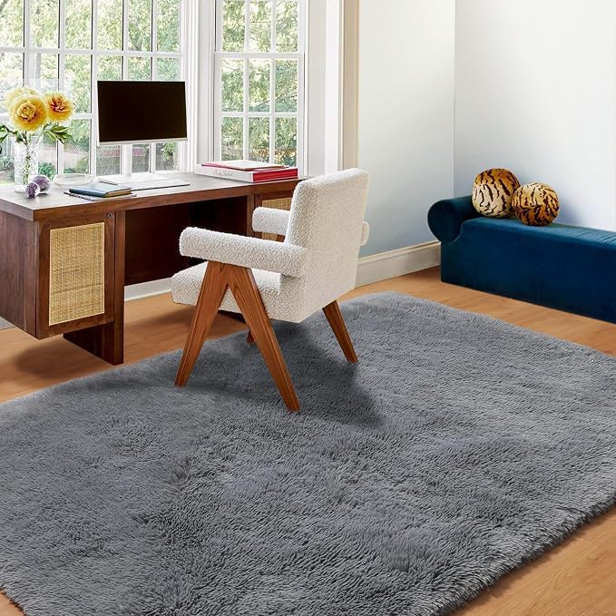 ONASAR Grey 3x5 Rugs for Bedroom, Fluffy Gray Bedside Area Rug, Ultra Soft - Image 9
