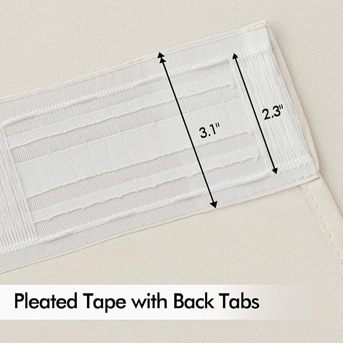 MIULEE Ivory Back Tab Blackout Curtains 84 Inch Length 2 Panels Set - Image 4