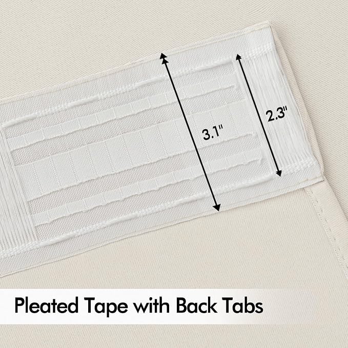 MIULEE Ivory Back Tab Blackout Curtains 63 Inch Length 2 Panels Set - Image 4