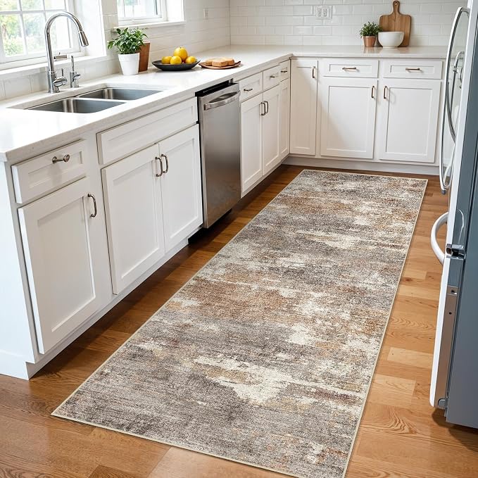 3x7 Washable Kitchen Runner Rug: Modern Abstract Runners by Ksrau