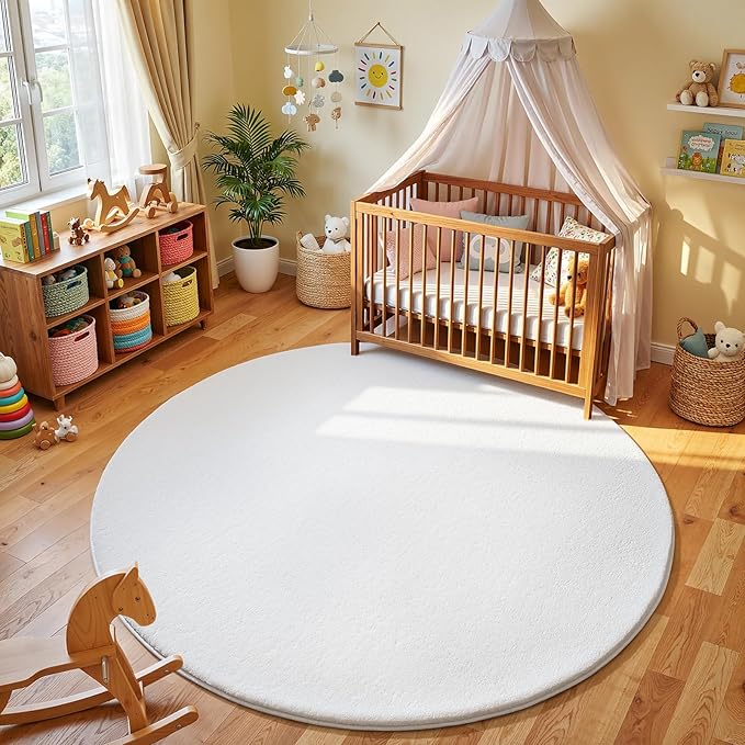 Amearea White Round Area Rugs 5ft Washable Circle Rugs - Image 2