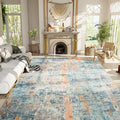 Ompaa Living Room Rug 8x10 Blue Area Rugs Machine Washable Abstract Boho Large by OmpaaHomeDecor