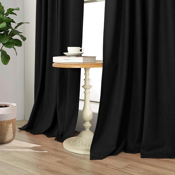 Pitalk Black Curtains for Bedroom 90 Inches Long Sound Proof Modern Window - Image 7