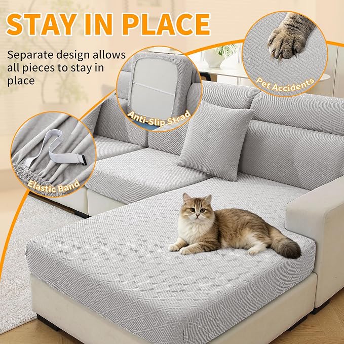 XINEAGE Chaise Cover for L Shaped Sofa, Sectional Couch Covers for Pets - Image 5
