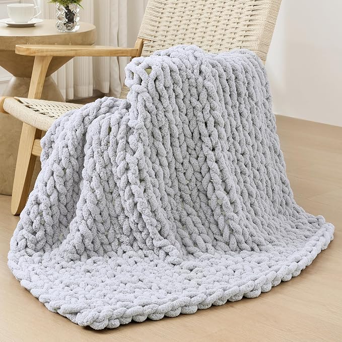 Bigacogo Chunky Knit Throw Blanket by Bigacogo