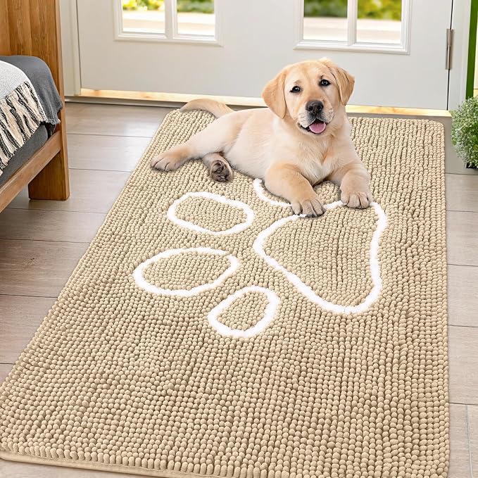 Smiry Dog Door Mat for Muddy Paws, Absorbent Dirt Trapper Non Slip Quick Dry by Smiry