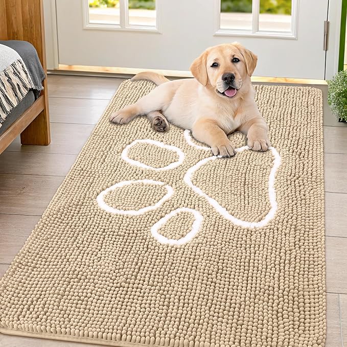 Smiry Dog Door Mat for Muddy Paws, Absorbent Dirt Trapper Non Slip Quick Dry by Smiry