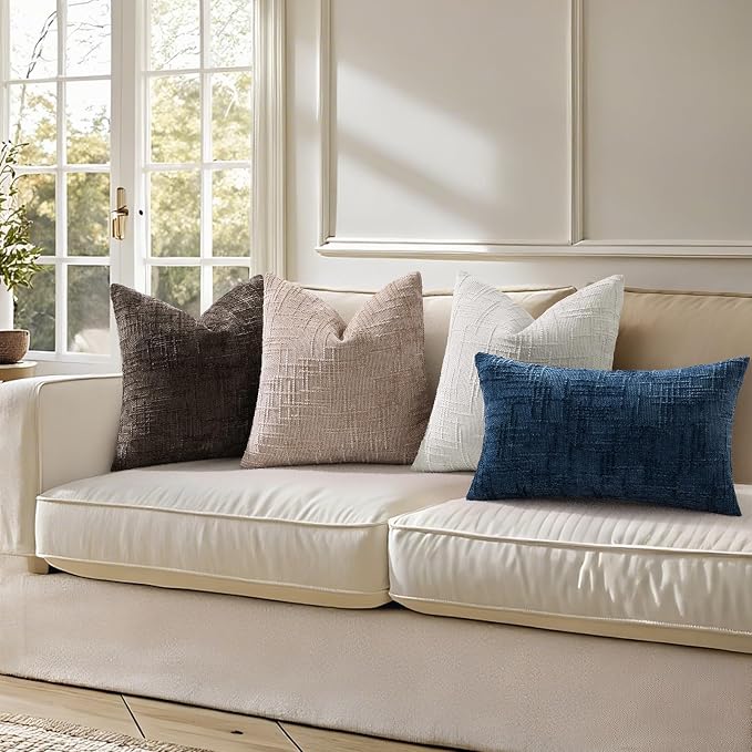 decorUhome Light Grey Chenille Euro Sham Throw Pillow Covers 24x24 Set of 2 - Image 7