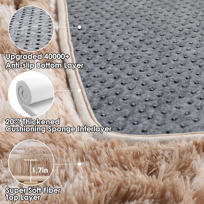ONASAR Runner Rugs for Bedroom Living Room, Tie-Dyed Beige 2x6 Bedside Hallway - Image 3
