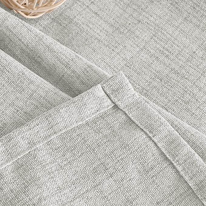 YoungsTex Light Grey Linen Semi Sheer Curtains 54 Inch Length 2 Panels | Light - Image 7
