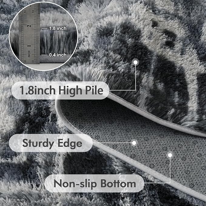4x6 Ft Shag Rugs for Bedroom Living Room, Tie-Dyed Ultra Soft Fluffy Furry Area - Image 5