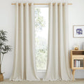 NICETOWN Linen Flax Semi Sheer Curtains 92" Length, Grommet Window Treatments by NICETOWN