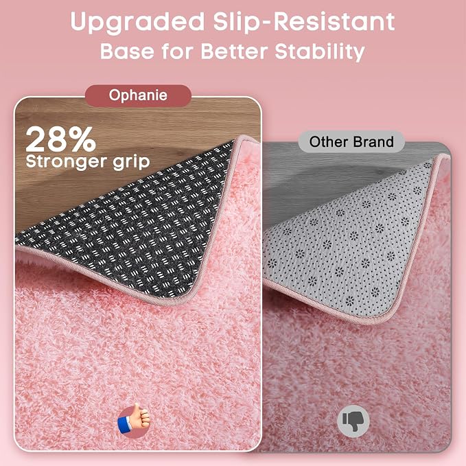Ophanie Pink Area Rugs for Bedroom Girls, 6x9 Kids Fluffy Fuzzy Furry Shag - Image 4