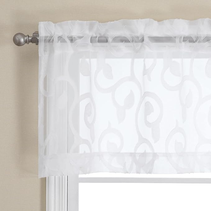 OWENIE Furman White Sheer Curtains Valances by OWENIE