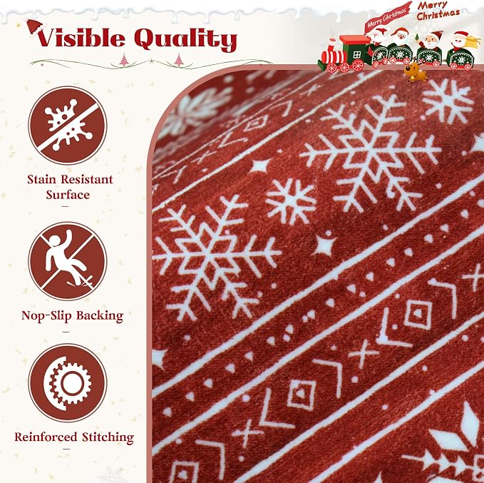 Christmas Rug 8x10 Washable Rugs, Boho Christmas Tree Snowflake Rug Non-Slip - Image 6