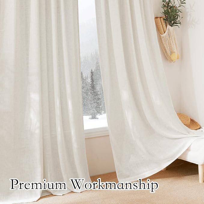 RYB HOME Sheer Linen Blend Curtains - Image 6