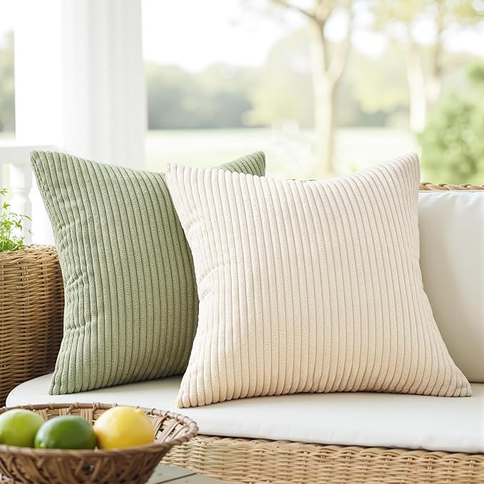 Topfinel Green White Spring Pillow Covers 22x22 Inch Set of 4 Boho Nordic - Image 2