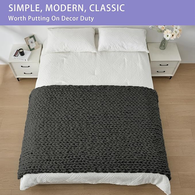 Bigacogo Chunky Knit Throw Blanket - Image 3