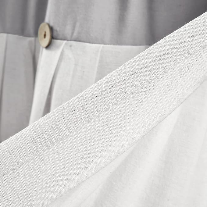 Lush Decor Linen Button Farmhouse Valance Curtians 84"W x 18"L Gray & Off White - Image 5