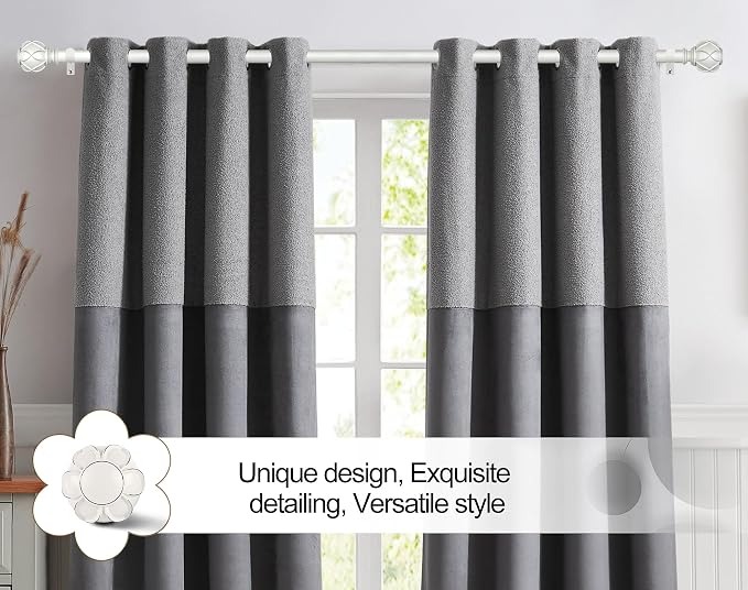 KAMANINA Curtain Rods for Windows 66 to 120 Inch, 7/8 Inch White Heavy Duty - Image 9