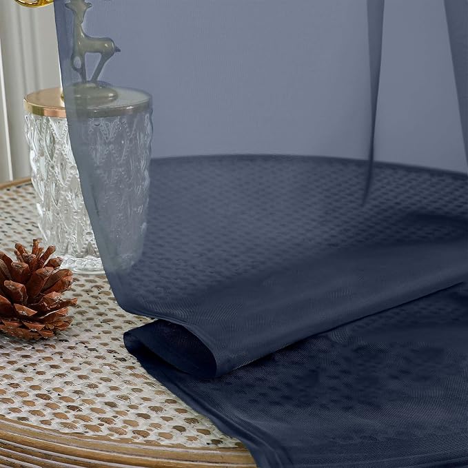 OWENIE Sheer Navy Blue Curtains 108 Inches Long - Image 5