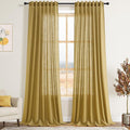 Extra Long Gold Linen Curtains 120 Inch by Nanspring