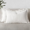 MIULEE Decorative Lumbar Throw Pillow Covers Neutral Linen Fringe Throw Pillows by MIULEE