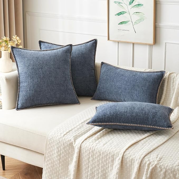 MIULEE Pack of 2 Couch Throw Pillow Covers 16x16 Inch Dark Grey Blue Farmhouse - Image 5