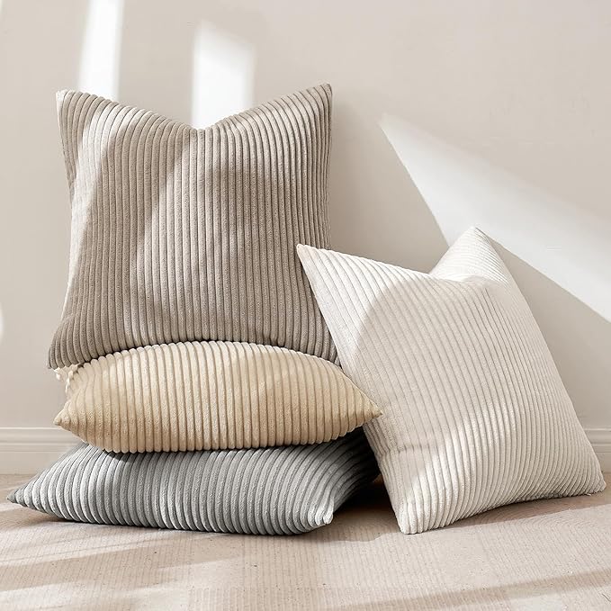 MIULEE Boho Farmhouse Throw Pillow Covers 18x18 Inch Set of 4 Neutral Tan - Image 7