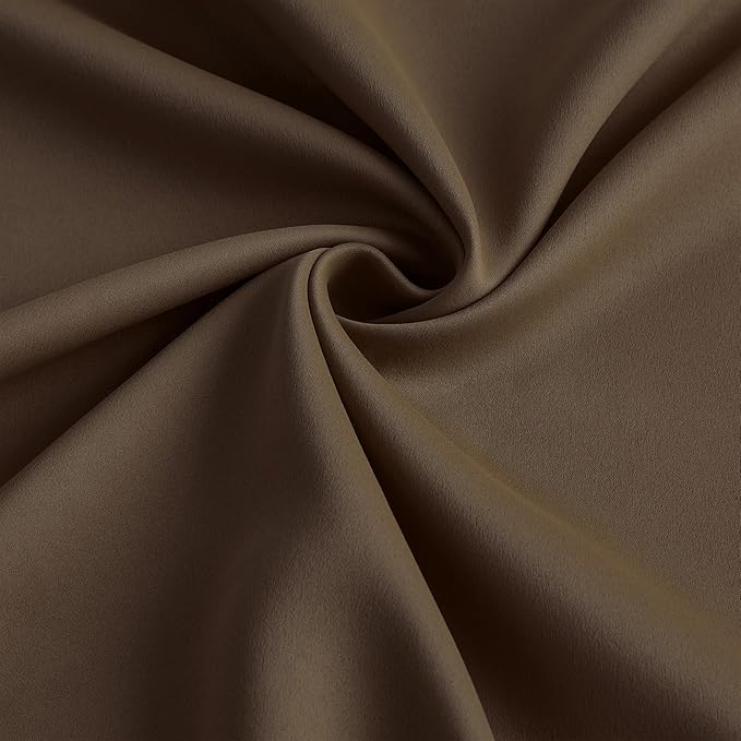 Brown Blackout Curtains 96 Inches Long, Soft Polyester Faux Silk Floor Length - Image 7