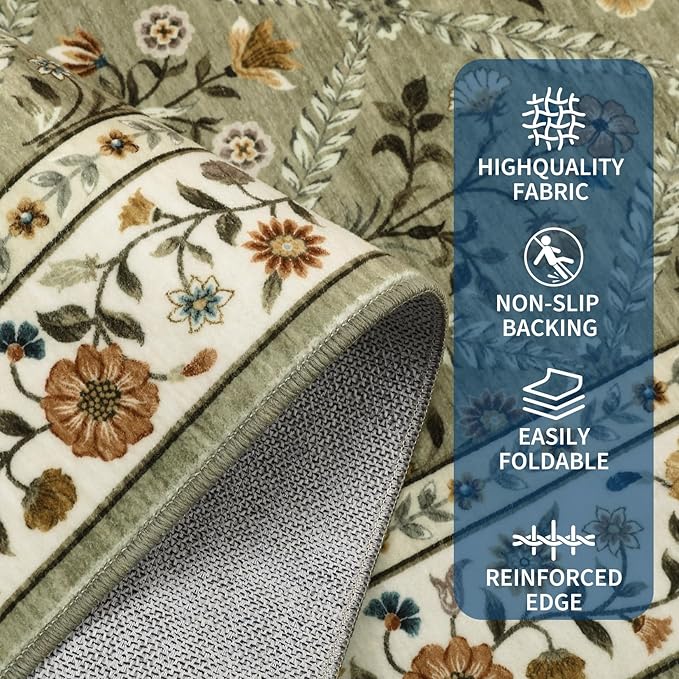Washable Kitchen Rugs Non Slip 2x6 Hallway Runner Rug Stain Resistant Low Pile - Image 3