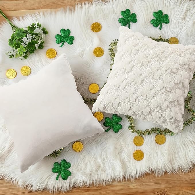 decorUhome St. Patrick’s Day Shamrock Pillow Covers 18x18 Inch Set of 2 - Image 8