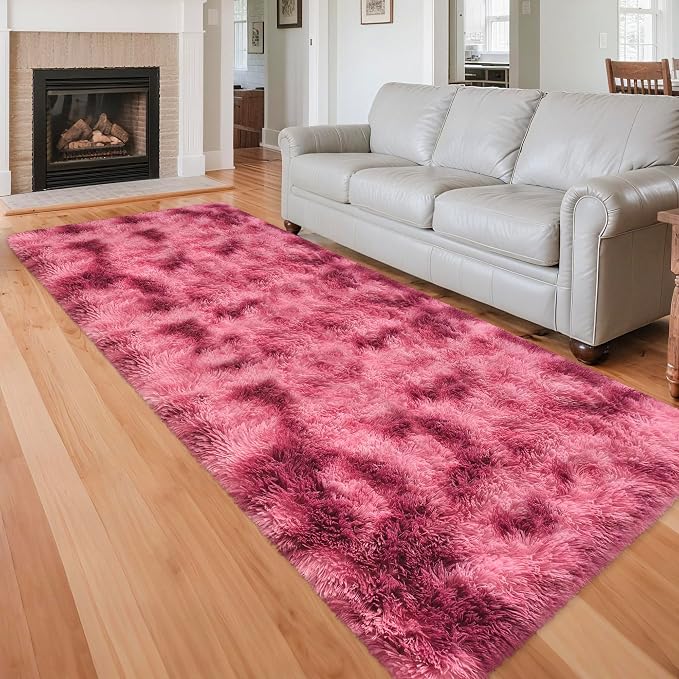 Tie-Dyed Red 3x10 Machine Washable Runner Rugs - Image 3
