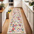 Floral Washable 2x8 Area Rugs Runner Entryway Hallway Pink | Flower Carpet by RELEANY