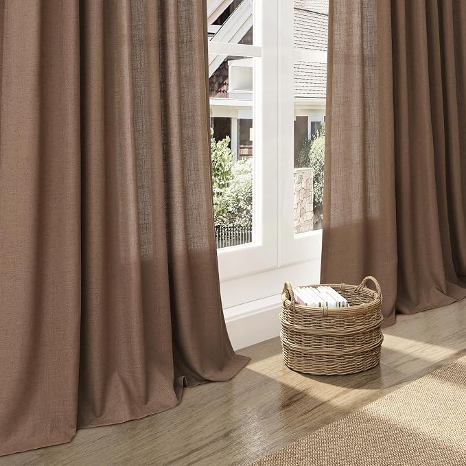 Nanspring Caramel Brown Curtains 80 Inches Long 2 Panels Set - Image 6