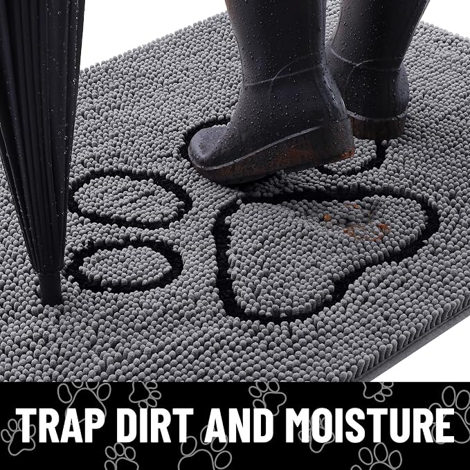 Smiry Dog Door Mat for Muddy Paws, Absorbent Dirt Trapper Non Slip Quick Dry - Image 2
