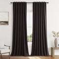 Guken Cocoa Coffee 100% Blackout Linen Curtains 96 Inch Length 2 Panels Set by Guken
