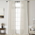 Linen Cream Curtains 145 inch Extra Long by Nanspring
