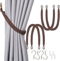NICEEC 4 Pack Natural Cotton Rope Curtain Tiebacks Elegant Boho Style by NICEEC