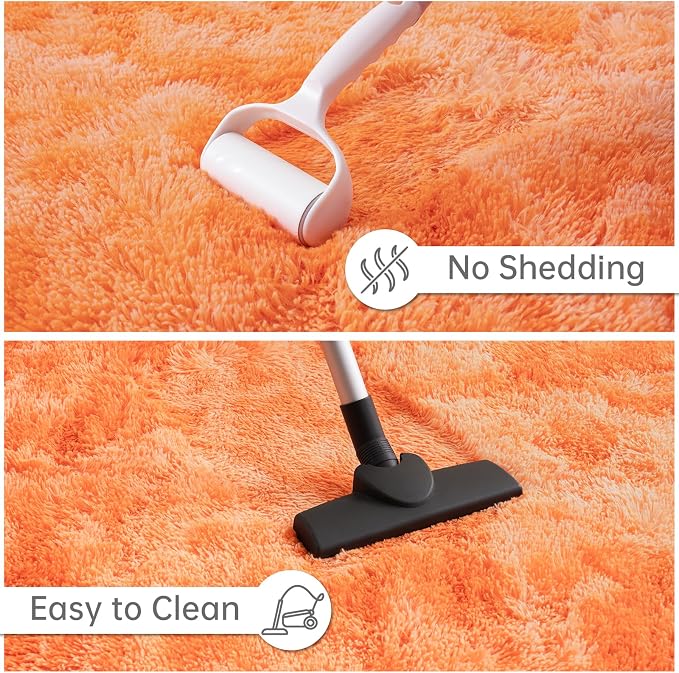 Goideal Fluffy Rug for Bedroom Living Room, 4x6 Orange Area Rugs, Faux Fur Shag - Image 7