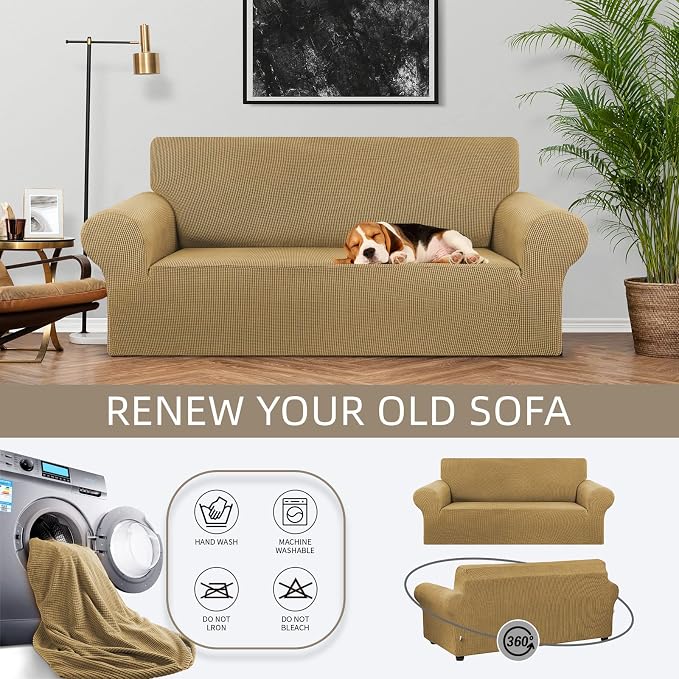 KEKUOU Stretch Loveseat Sofa Cover Slipcover, Couch Covers - Image 3