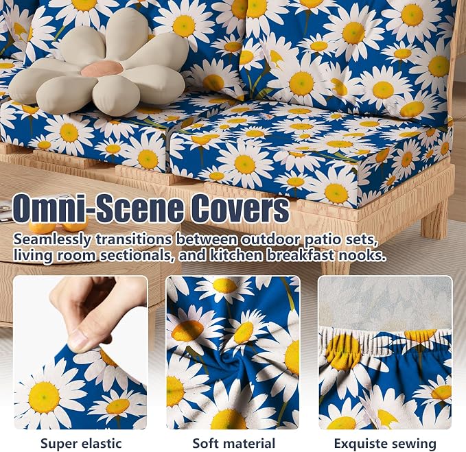8Pcs Stretch Patio Cushion Covers, Outdoor Couch & Sofa Replacement Slipcovers - Image 4