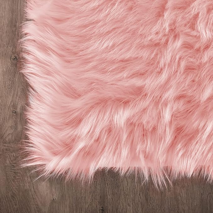 Latepis Pink Rugs for Living Room Shag 6x8 Faux Fur Sheepskin Rug for Sofa - Image 5