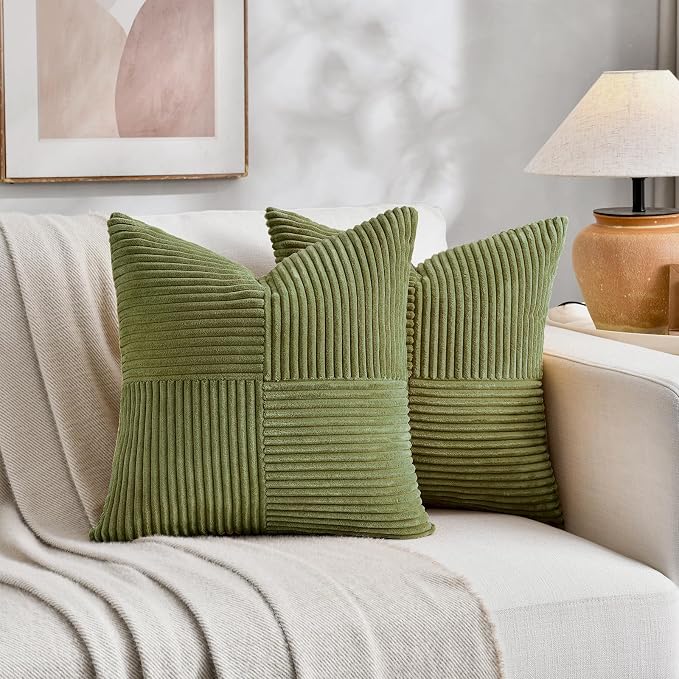 Fancy Homi 2 Packs Moss Green Samll Decorative Throw Pillow Covers 12x12 Inch - Image 5